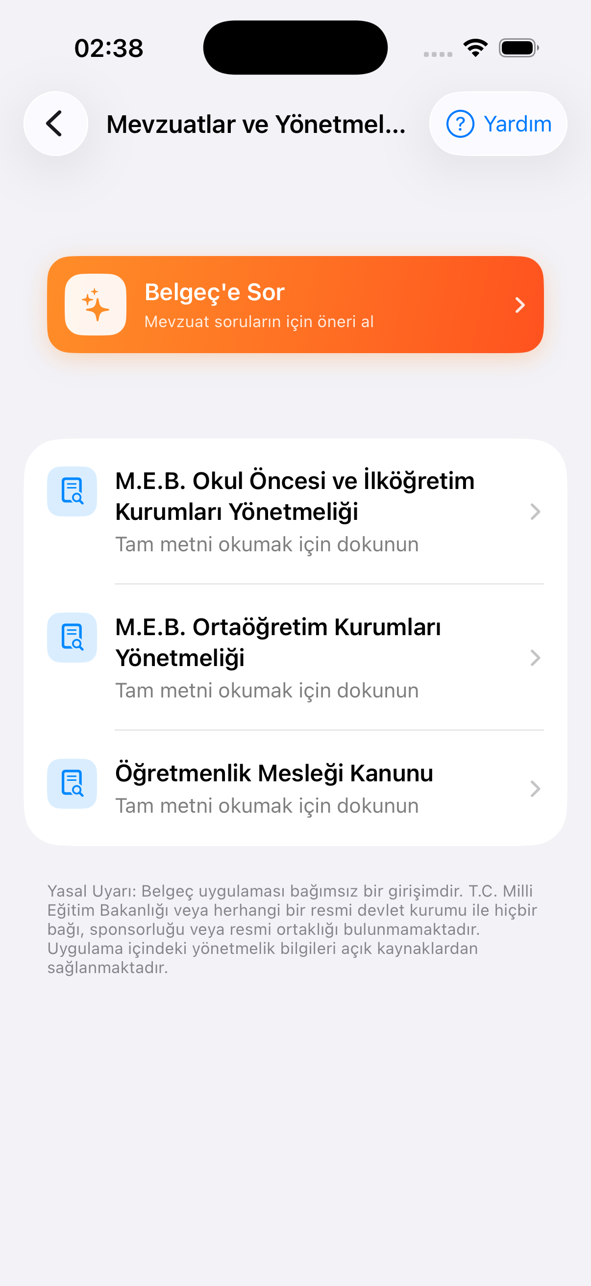 Mevzuat ve Belgeç'e Sor
